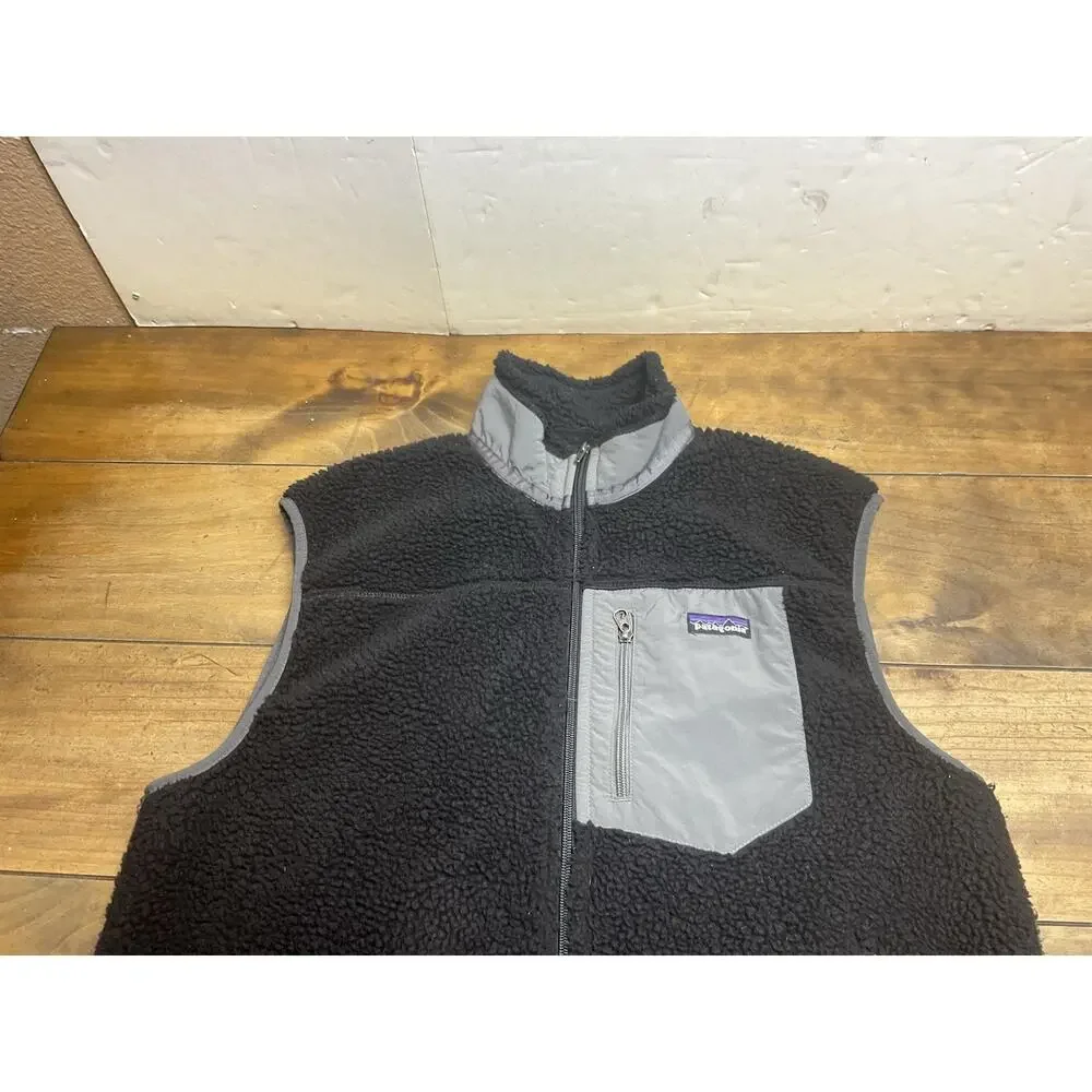 Patagonia Vest Mens L Black Classic Retro X Deep Pile Fleece Outdoor 23047